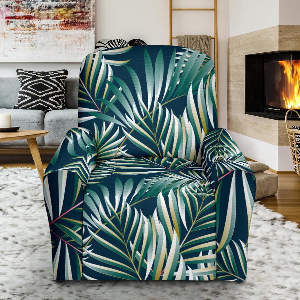 Sun Spot Tropical Palm Leaves hower Curtain Single Sofa Slipcover -JTAMIGO.COM