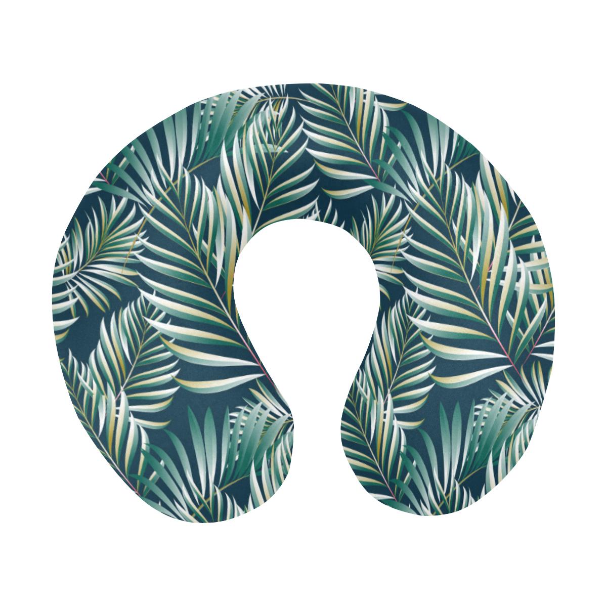 Sun Spot Tropical Palm Leaves hower Curtain U-Shaped Travel Neck Pillow-JTAMIGO.COM