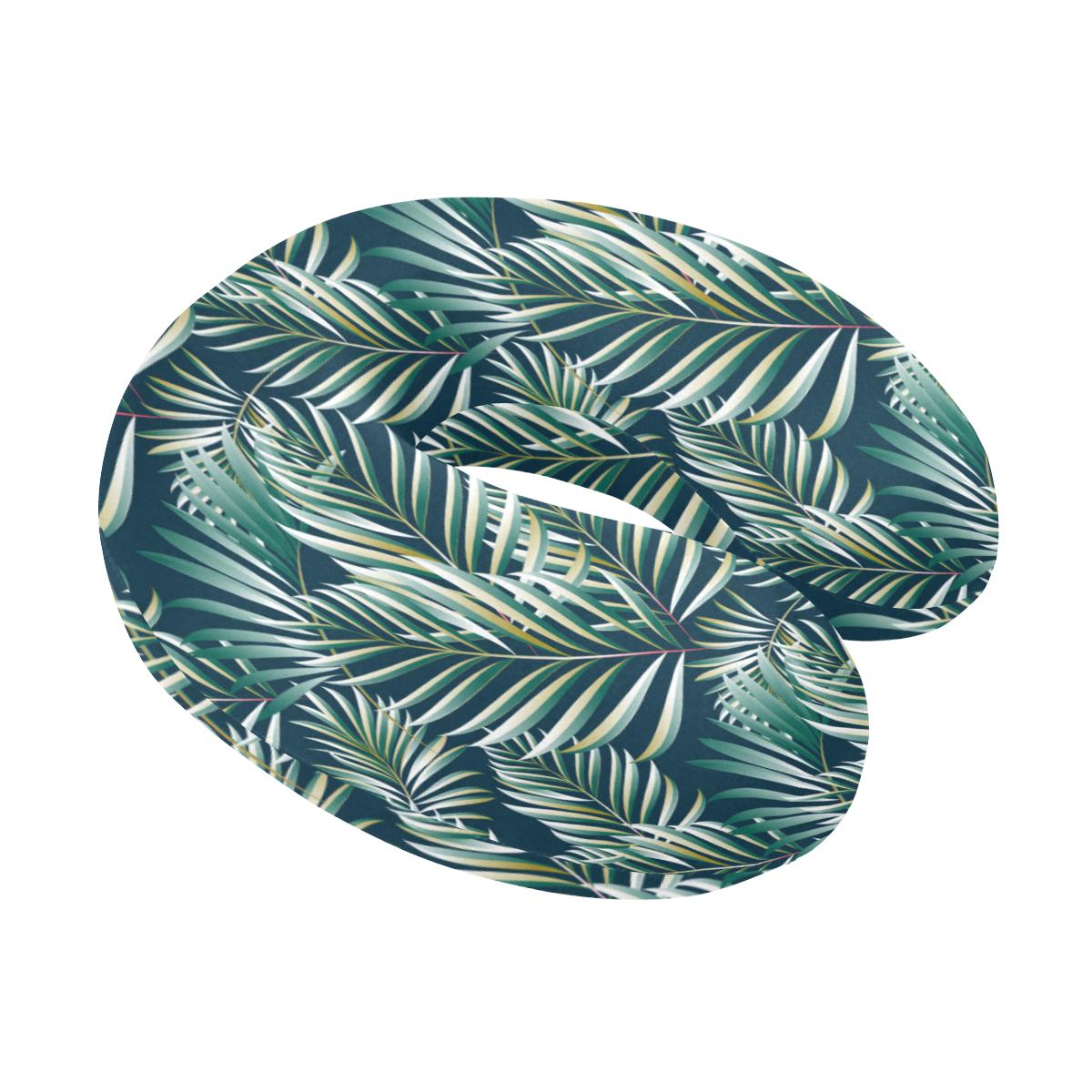 Sun Spot Tropical Palm Leaves hower Curtain U-Shaped Travel Neck Pillow-JTAMIGO.COM
