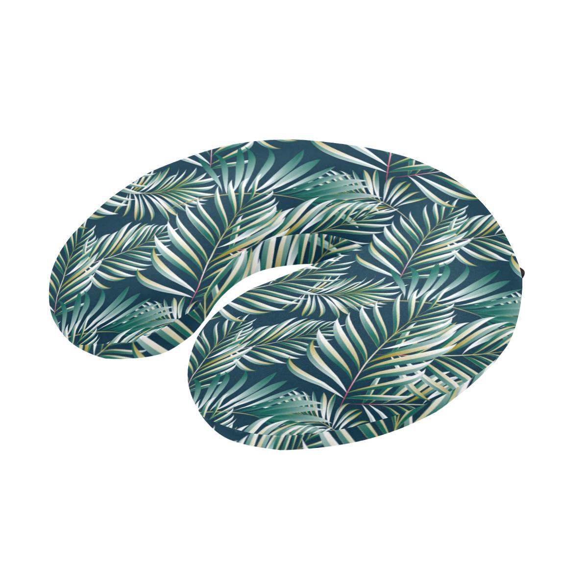 Sun Spot Tropical Palm Leaves hower Curtain U-Shaped Travel Neck Pillow-JTAMIGO.COM