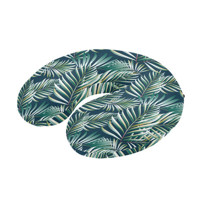 Sun Spot Tropical Palm Leaves hower Curtain U-Shaped Travel Neck Pillow-JTAMIGO.COM