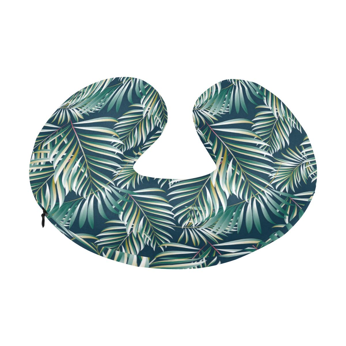 Sun Spot Tropical Palm Leaves hower Curtain U-Shaped Travel Neck Pillow-JTAMIGO.COM