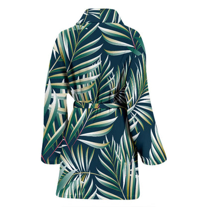 Sun Spot Tropical Palm Leaves hower Curtain Women Bath Robe-JTAMIGO.COM