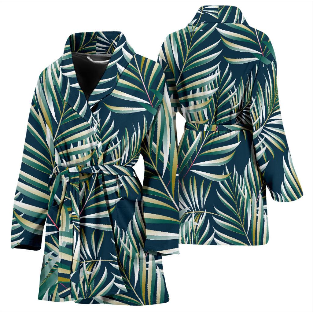 Sun Spot Tropical Palm Leaves hower Curtain Women Bath Robe-JTAMIGO.COM
