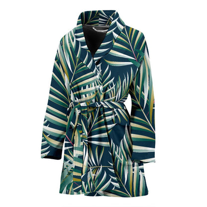Sun Spot Tropical Palm Leaves hower Curtain Women Bath Robe-JTAMIGO.COM