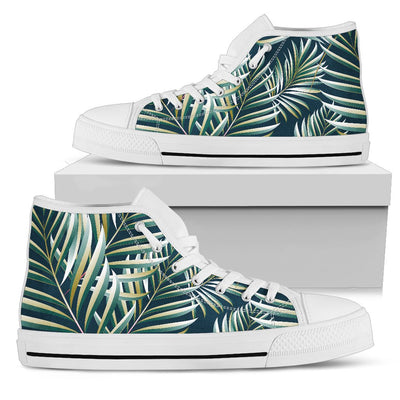 Sun Spot Tropical Palm Leaves Hower Curtain Women High Top Shoes