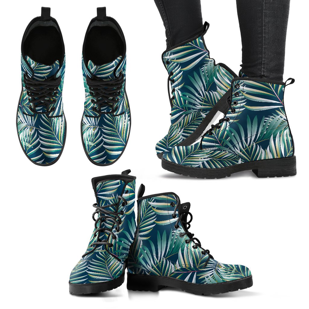 Sun Spot Tropical Palm Leaves hower Curtain Women Leather Boots-JTAMIGO.COM