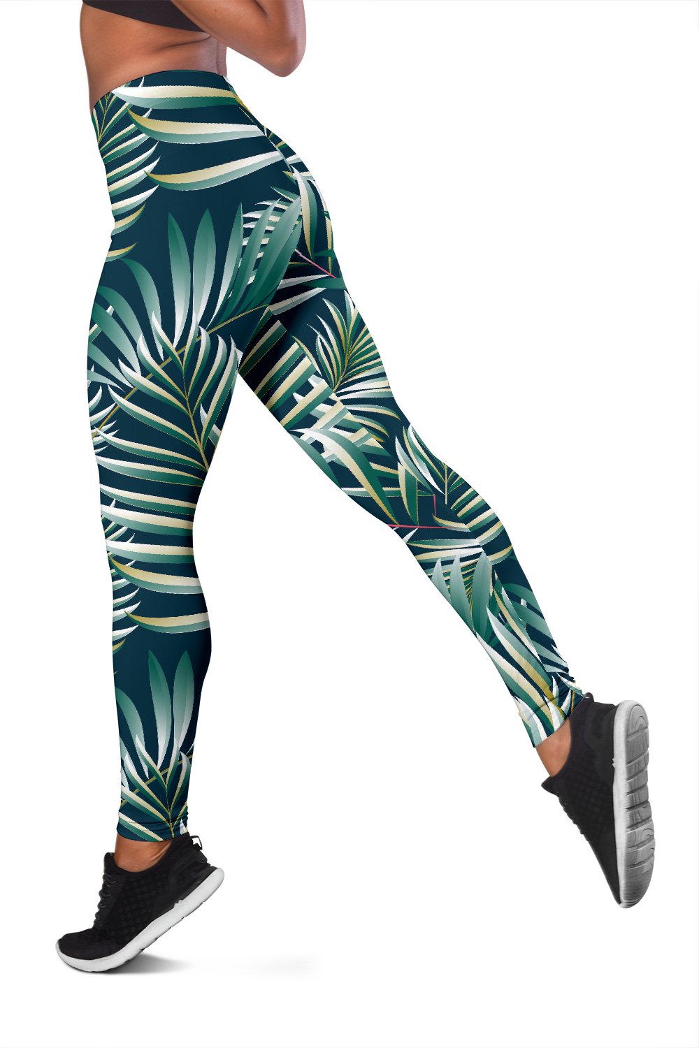 Sun Spot Tropical Palm Leaves hower Curtain Women Leggings