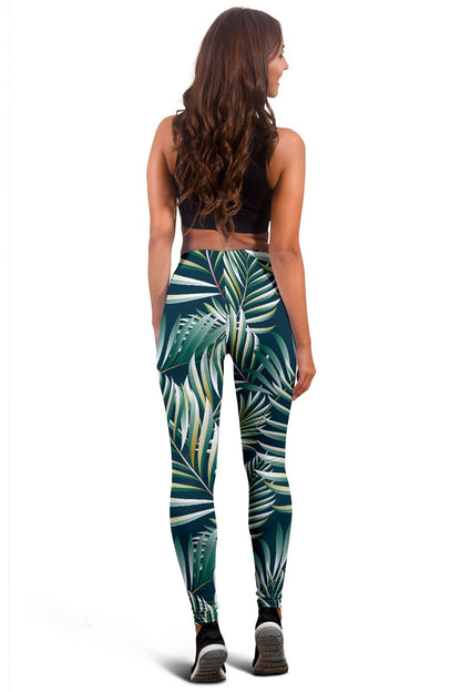 Sun Spot Tropical Palm Leaves hower Curtain Women Leggings