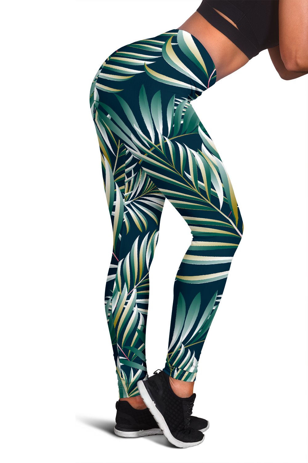 Sun Spot Tropical Palm Leaves hower Curtain Women Leggings