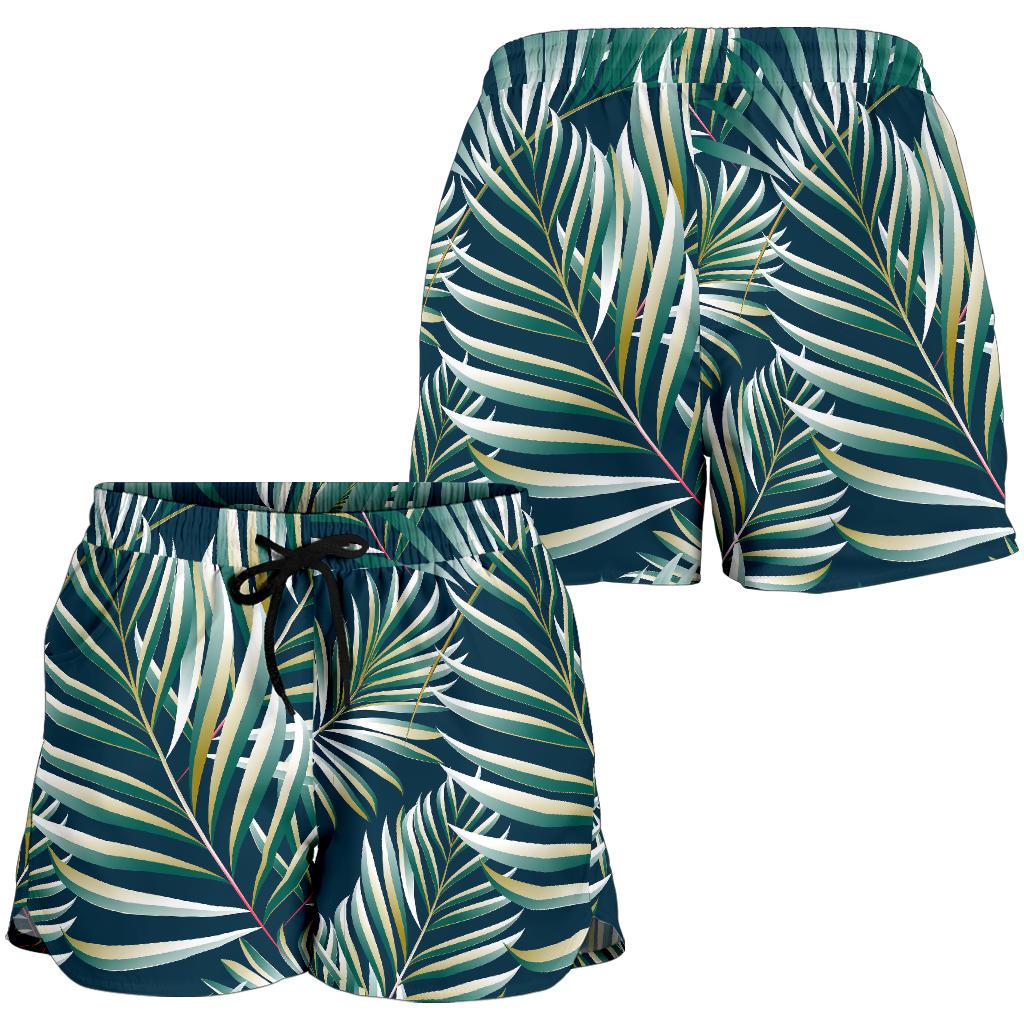 Sun Spot Tropical Palm Leaves hower Curtain Women Shorts-JTAMIGO.COM