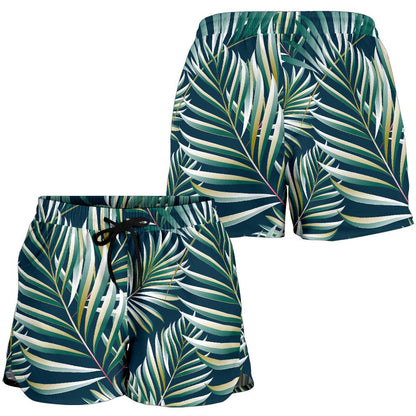 Sun Spot Tropical Palm Leaves hower Curtain Women Shorts-JTAMIGO.COM