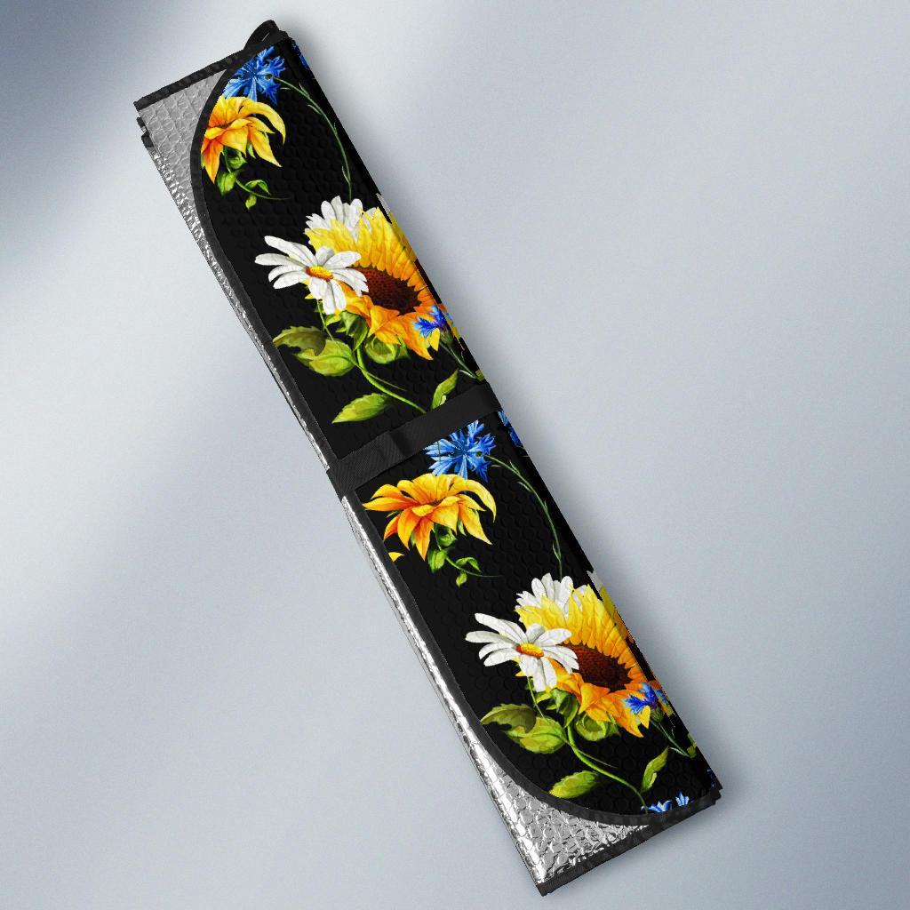 Sunflower Chamomile Bright Color Print Car Sun Shade For Windshield