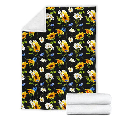 Sunflower Chamomile Bright Color Print Fleece Blanket