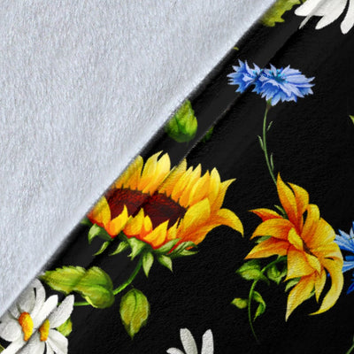 Sunflower Chamomile Bright Color Print Fleece Blanket