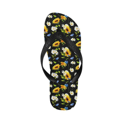 Sunflower Chamomile Bright Color Print Flip Flops-JTAMIGO.COM