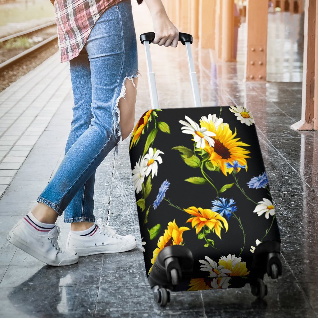 Sunflower Chamomile Bright Color Print Luggage Cover Protector