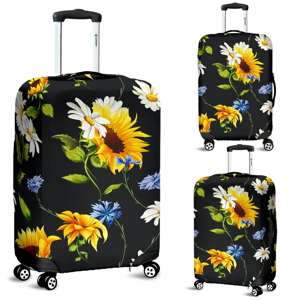 Sunflower Chamomile Bright Color Print Luggage Cover Protector