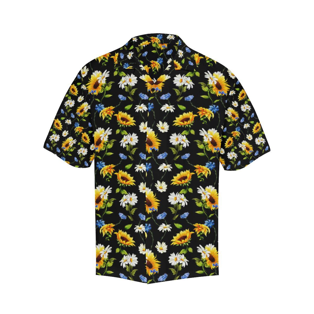 Sunflower Chamomile Bright Color Print Men Aloha Hawaiian Shirt