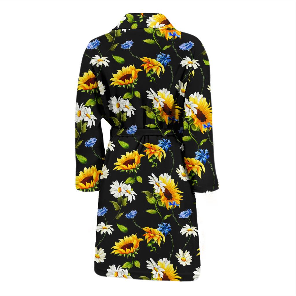 Sunflower Chamomile Bright Color Print Men Bath Robe-JTAMIGO.COM