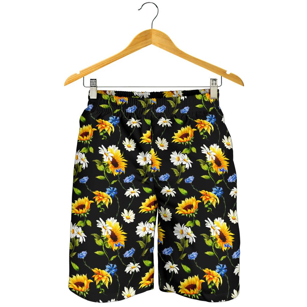 Sunflower Chamomile Bright Color Print Mens Shorts-JTAMIGO.COM