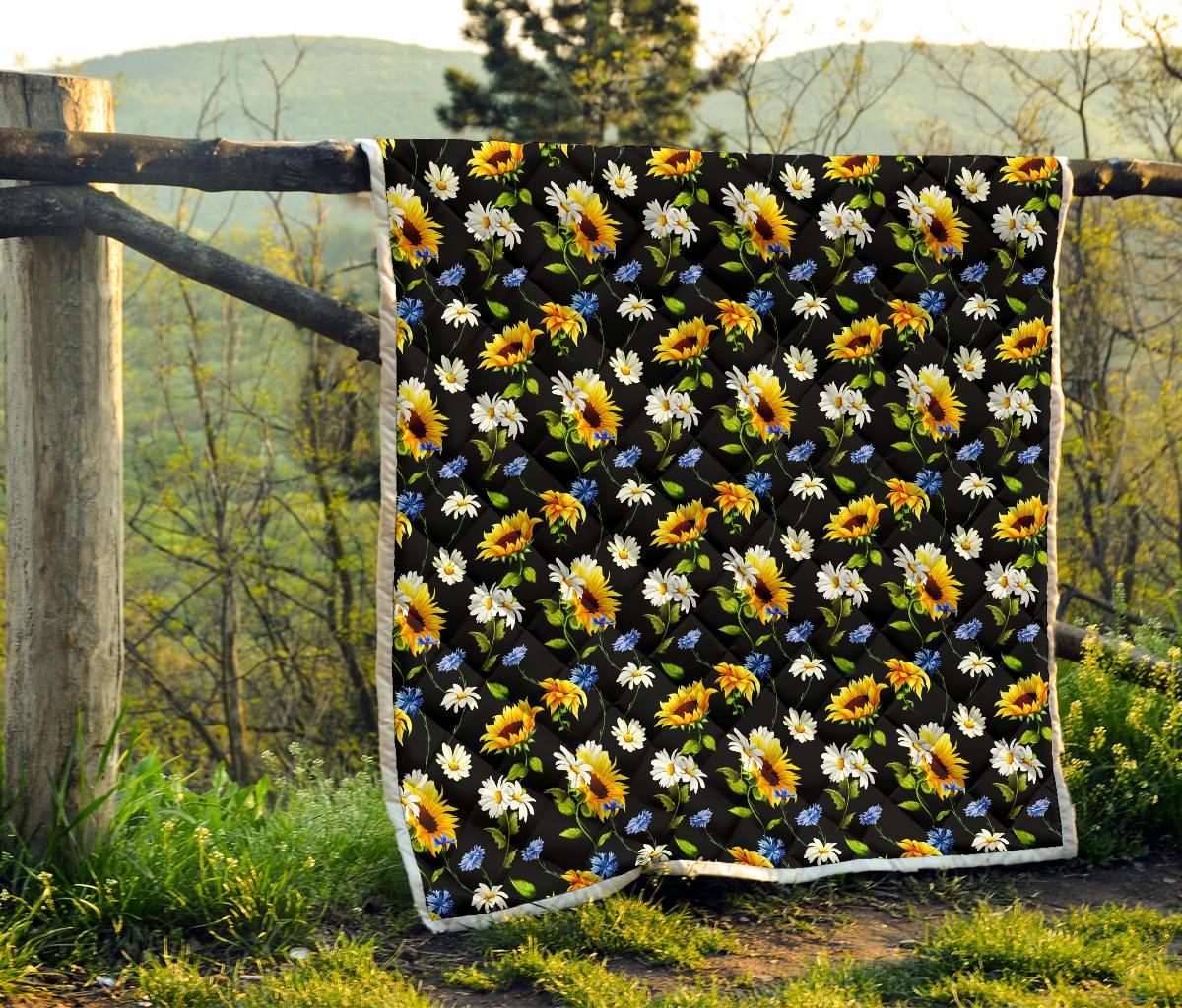 Sunflower Chamomile Bright Color Print Premium Quilt-JTAMIGO.COM