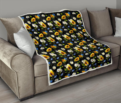 Sunflower Chamomile Bright Color Print Premium Quilt-JTAMIGO.COM
