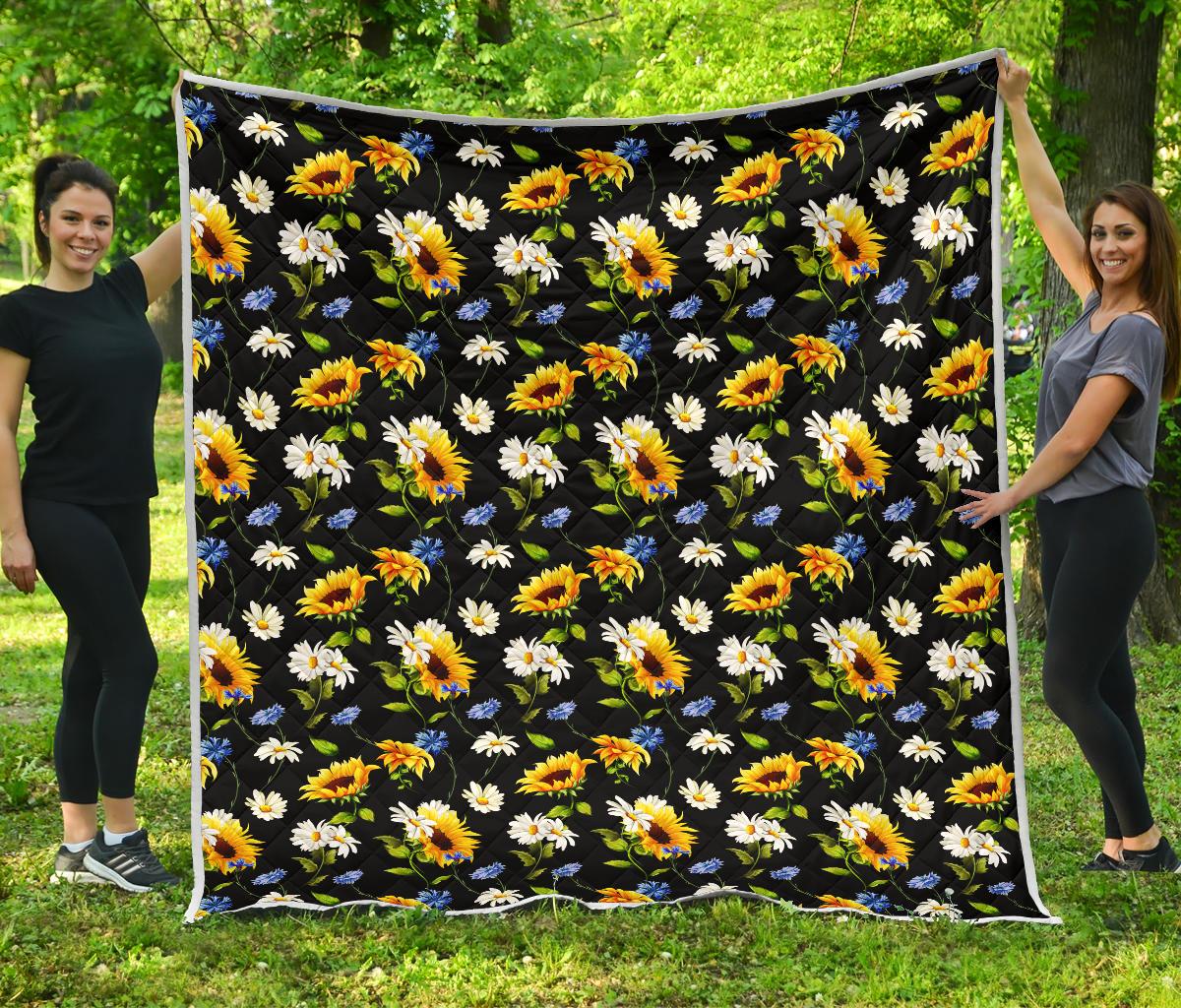 Sunflower Chamomile Bright Color Print Premium Quilt-JTAMIGO.COM