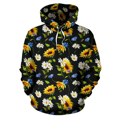Sunflower Chamomile Bright Color Print Pullover Hoodie