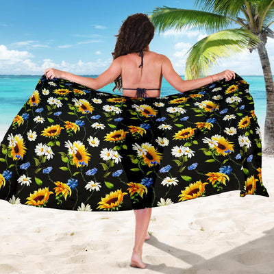 Sunflower Chamomile Bright Color Print Sarong Pareo Wrap