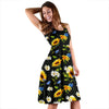 Sunflower Chamomile Bright Color Print Sleeveless Dress
