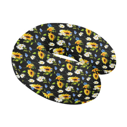 Sunflower Chamomile Bright Color Print U-Shaped Travel Neck Pillow-JTAMIGO.COM
