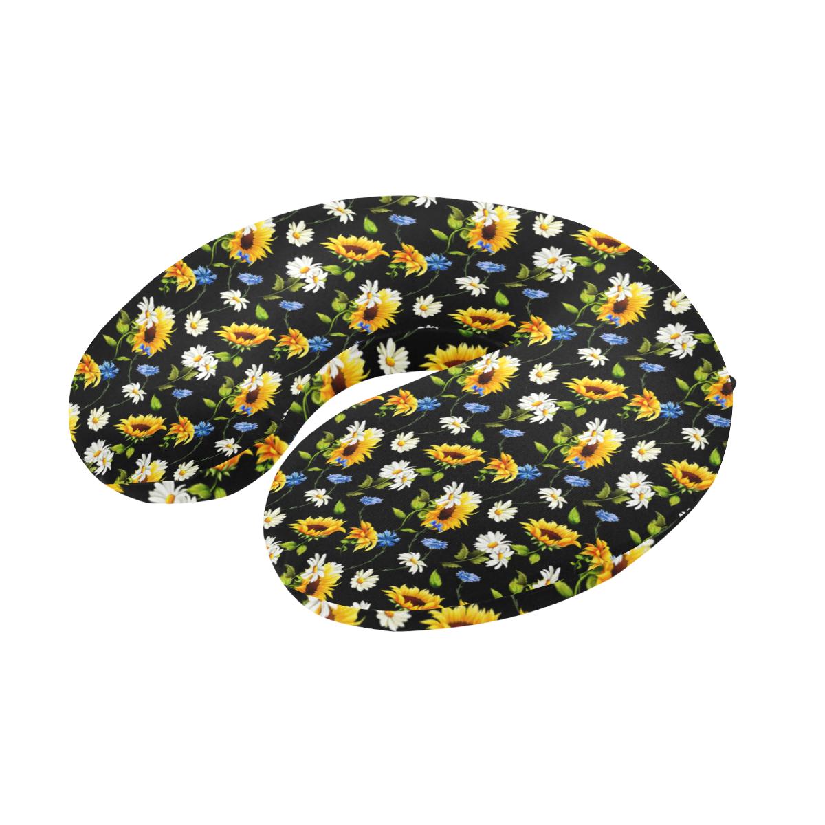 Sunflower Chamomile Bright Color Print U-Shaped Travel Neck Pillow-JTAMIGO.COM