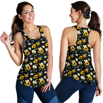 Sunflower Chamomile Bright Color Print Women Racerback Tank Top
