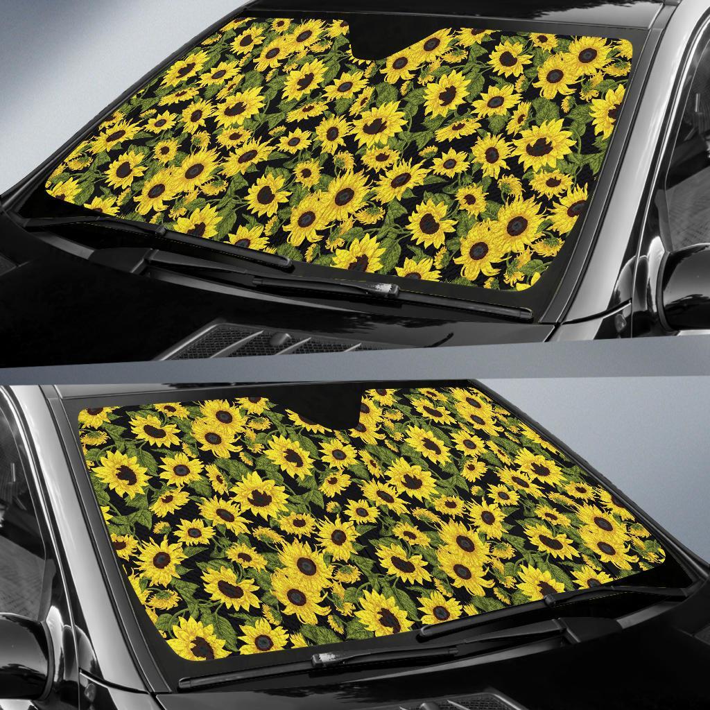 Sunflower Fresh Bright Color Print Car Sun Shade For Windshield