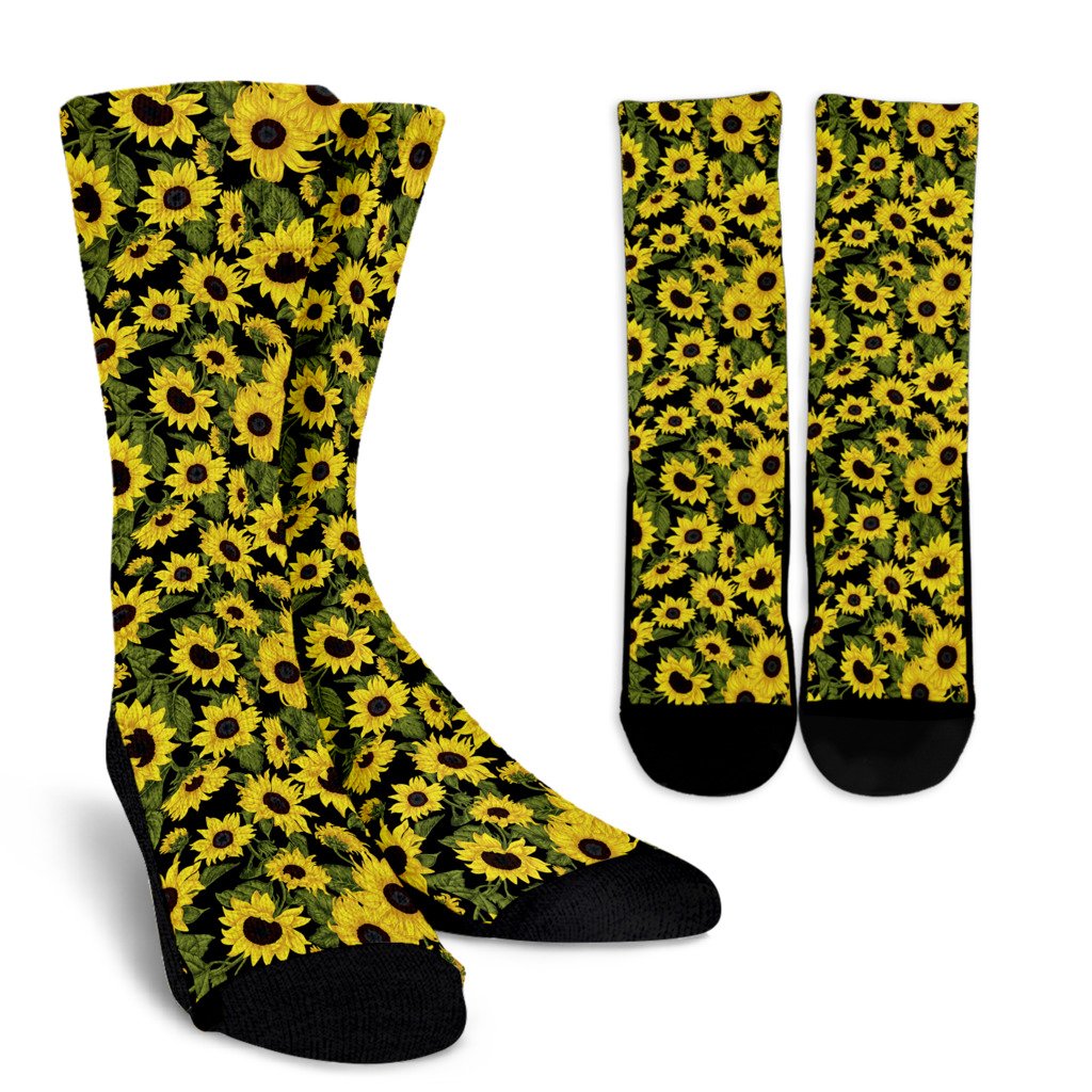 Sunflower Fresh Bright Color Print Crew Socks