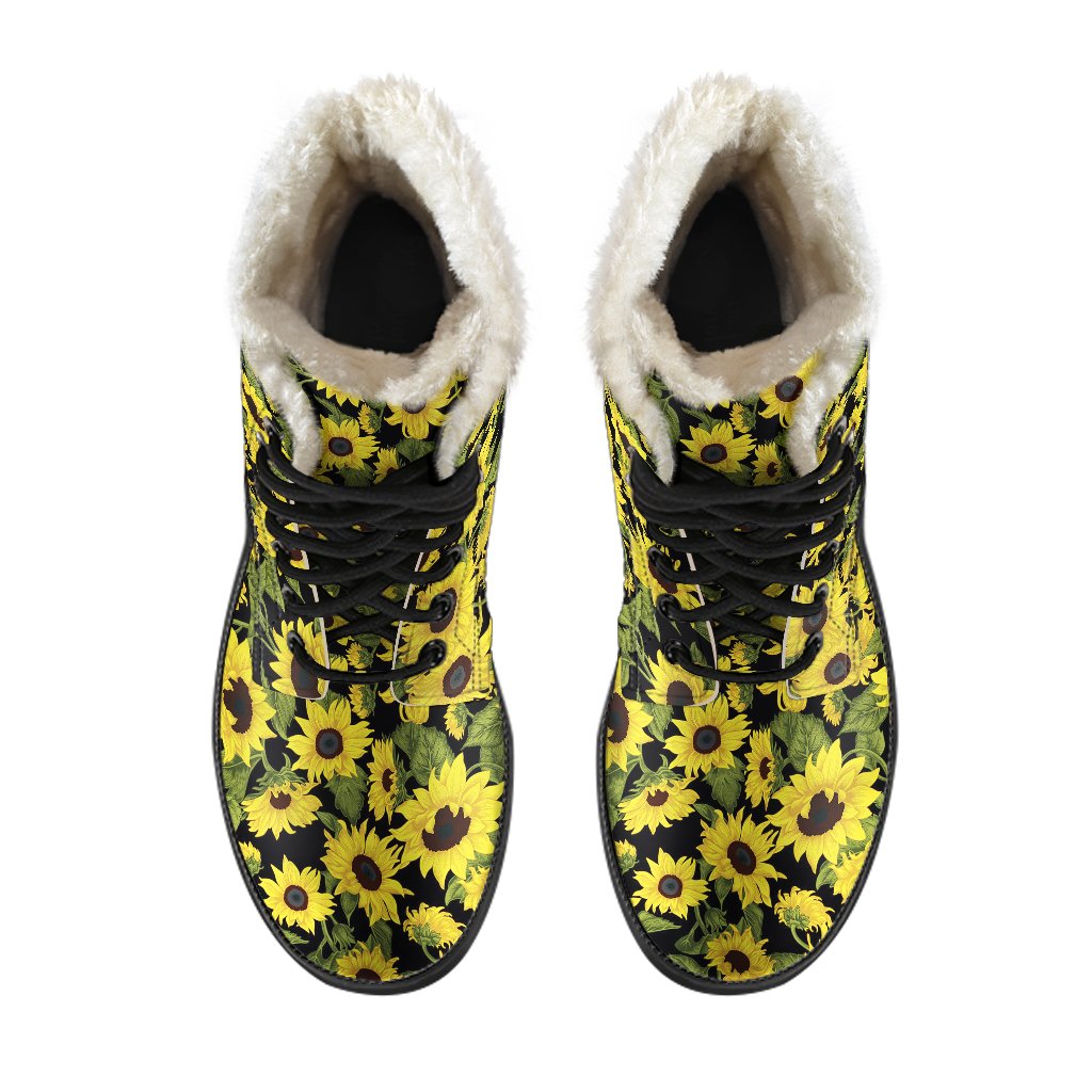 Sunflower Fresh Bright Color Print Faux Fur Leather Boots-JTAMIGO.COM