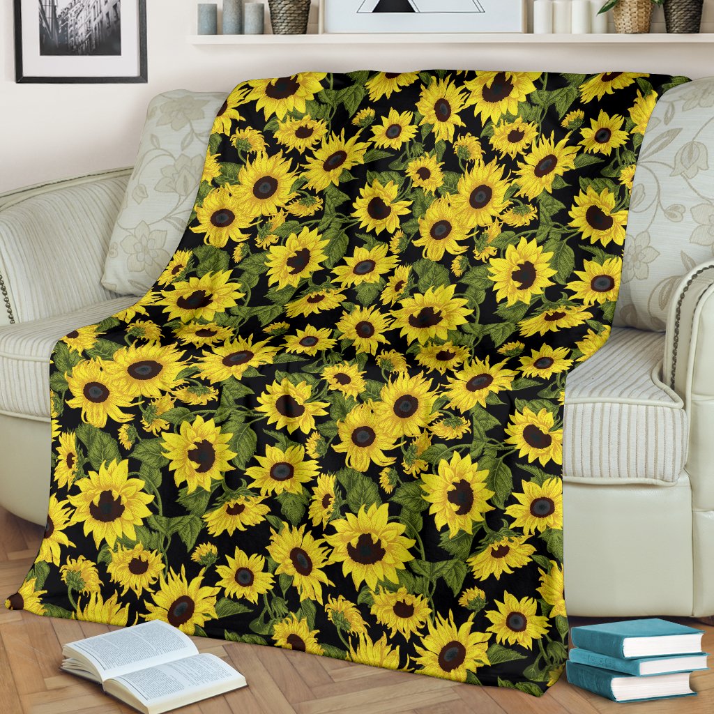 Sunflower Fresh Bright Color Print Fleece Blanket