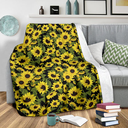 Sunflower Fresh Bright Color Print Fleece Blanket