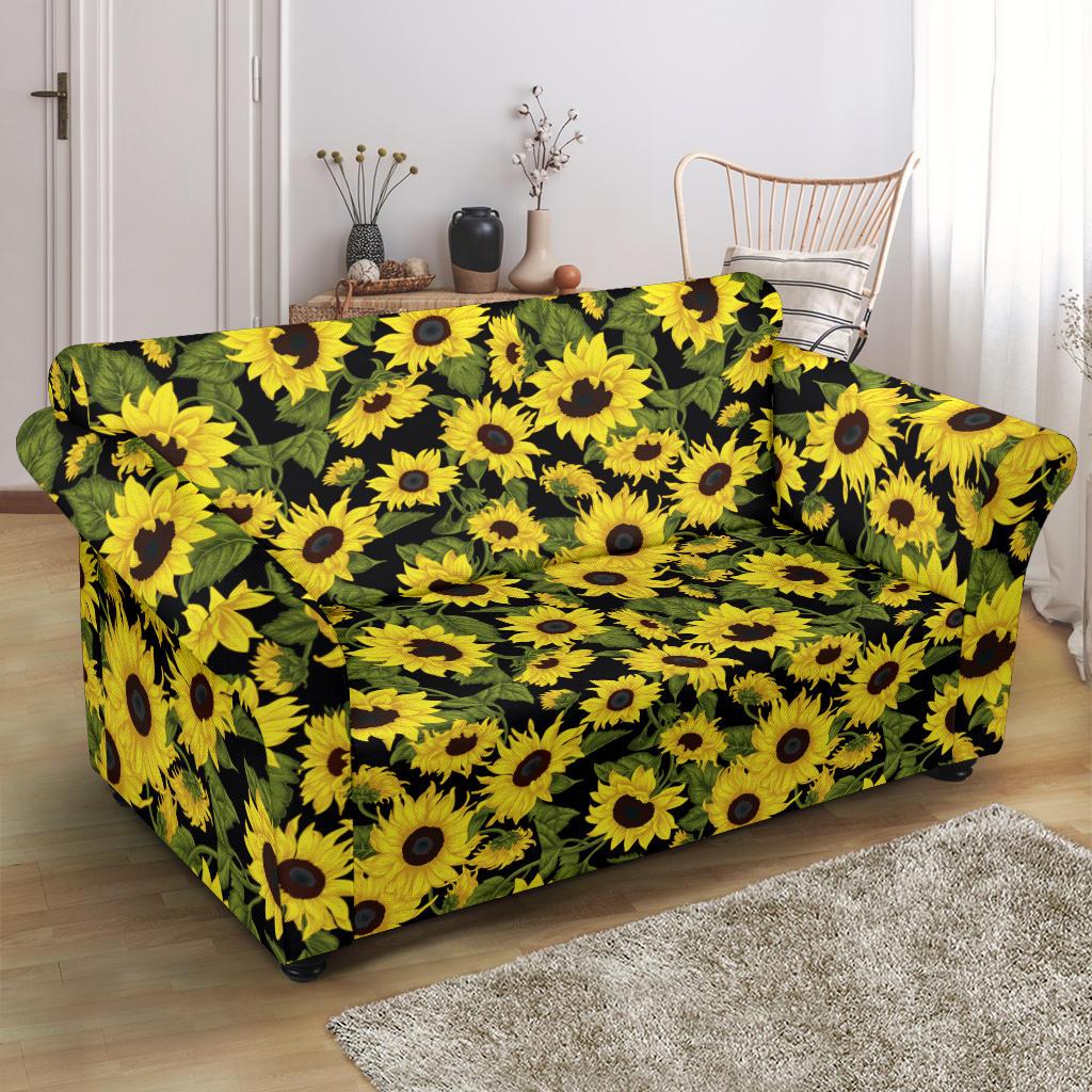 Sunflower Fresh Bright Color Print Loveseat Slipcover-JTAMIGO.COM