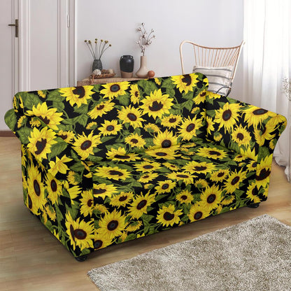 Sunflower Fresh Bright Color Print Loveseat Slipcover-JTAMIGO.COM