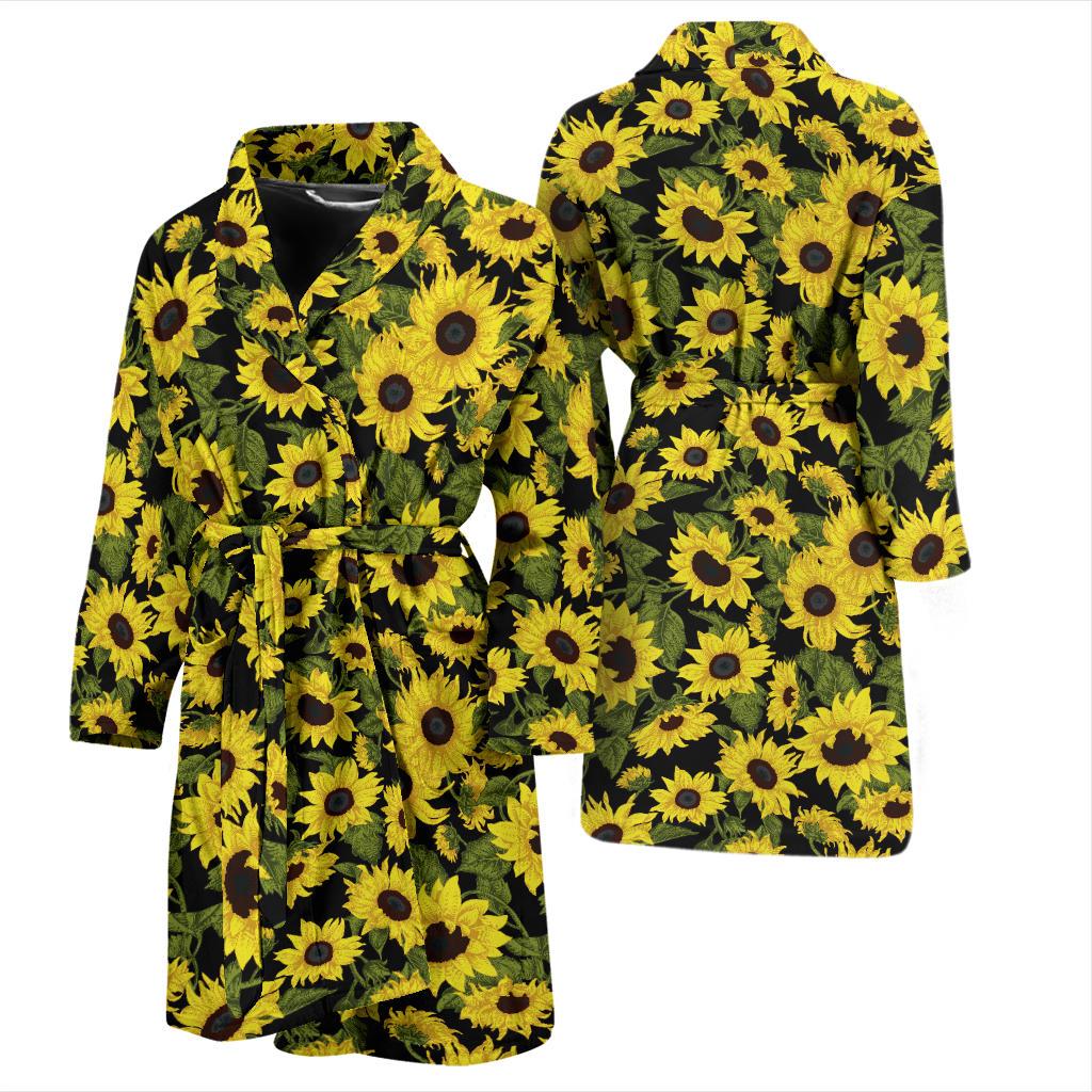 Sunflower Fresh Bright Color Print Men Bath Robe-JTAMIGO.COM