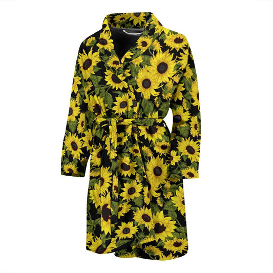 Sunflower Fresh Bright Color Print Men Bath Robe-JTAMIGO.COM