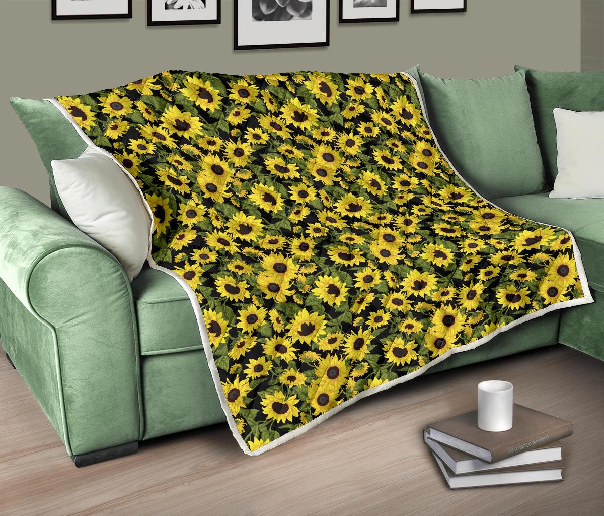 Sunflower Fresh Bright Color Print Premium Quilt-JTAMIGO.COM