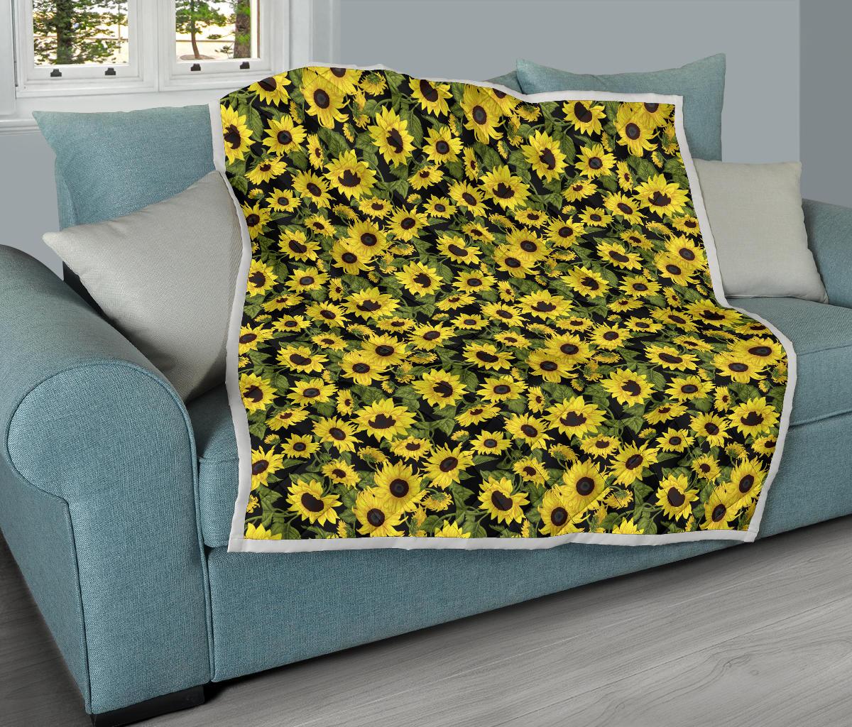 Sunflower Fresh Bright Color Print Premium Quilt-JTAMIGO.COM