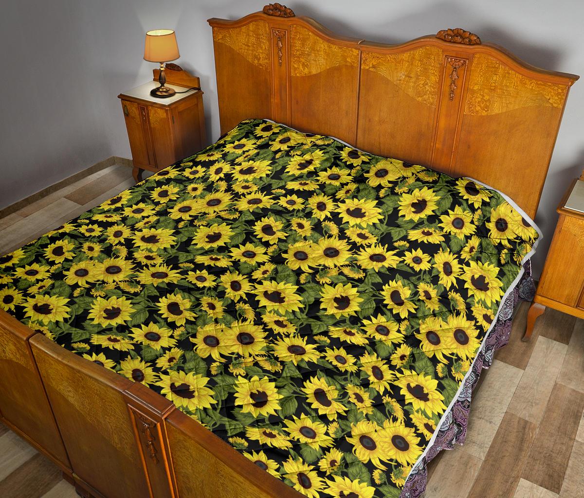 Sunflower Fresh Bright Color Print Premium Quilt-JTAMIGO.COM
