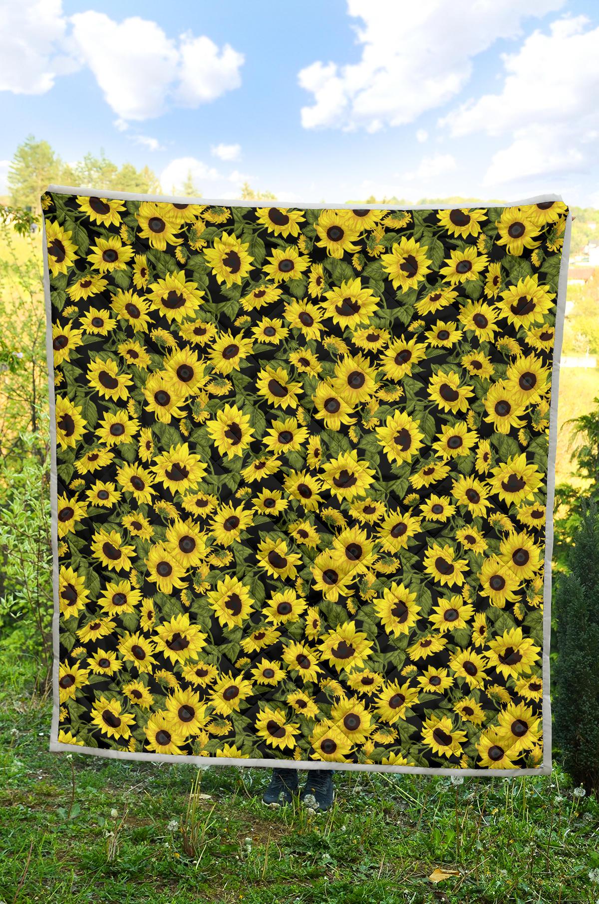 Sunflower Fresh Bright Color Print Premium Quilt-JTAMIGO.COM