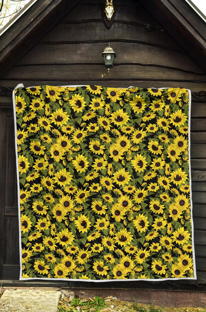 Sunflower Fresh Bright Color Print Premium Quilt-JTAMIGO.COM