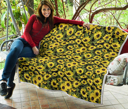Sunflower Fresh Bright Color Print Premium Quilt-JTAMIGO.COM