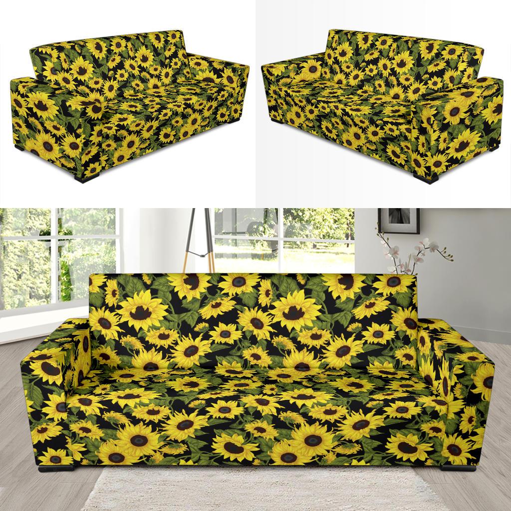 Sunflower Fresh Bright Color Print Sofa Slipcover-JTAMIGO.COM